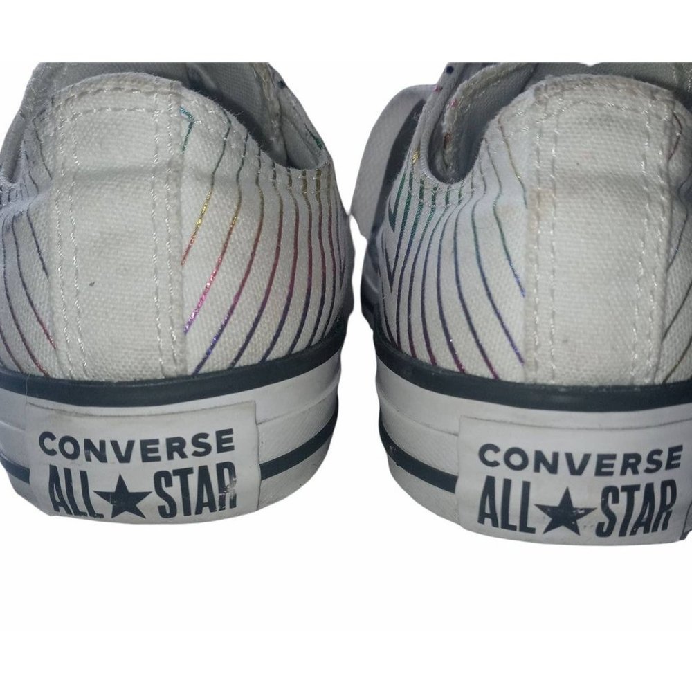 Converse Chuck Taylor All Star 70s Hi Sneakers in White/Iridescent gold stripes - Picture 3 of 5